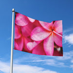 Pink Plumeria Flower Print Polyester Flag