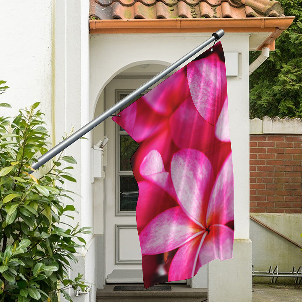 Pink Plumeria Flower Print Polyester Flag