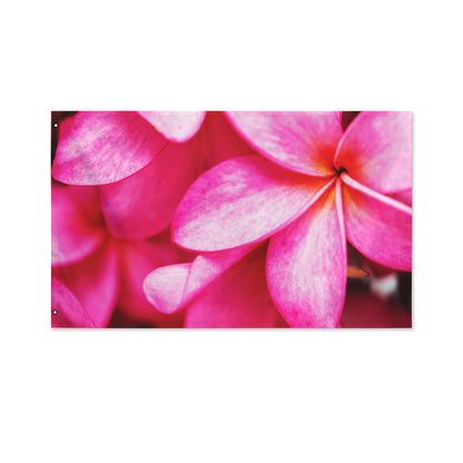Pink Plumeria Flower Print Polyester Flag