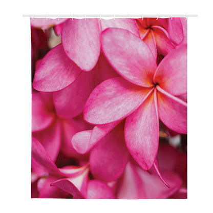 Pink Plumeria Flower Print Polyester Shower Curtain