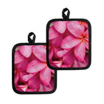 Pink Plumeria Flower Print Pot Holders