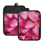 Pink Plumeria Flower Print Pot Holders With Pocket