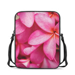 Pink Plumeria Flower Print Rectangular Crossbody Bag