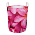 Pink Plumeria Flower Print Round Laundry Basket