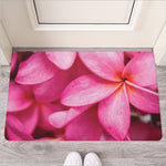 Pink Plumeria Flower Print Rubber Doormat