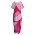 Pink Plumeria Flower Print Short Sleeve Long Nightdress