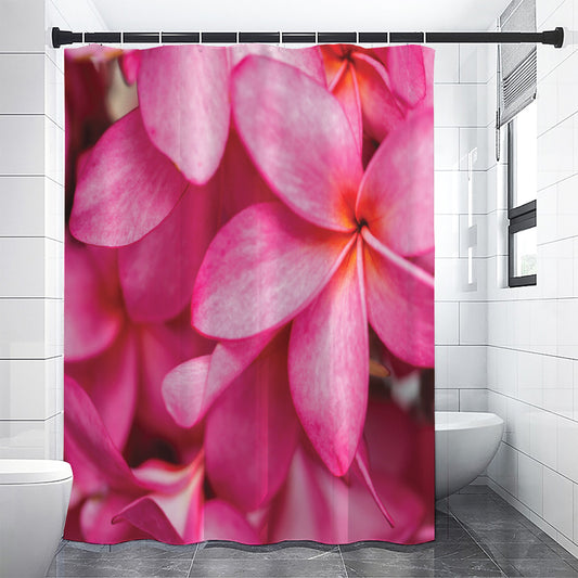 Pink Plumeria Flower Print Shower Curtain