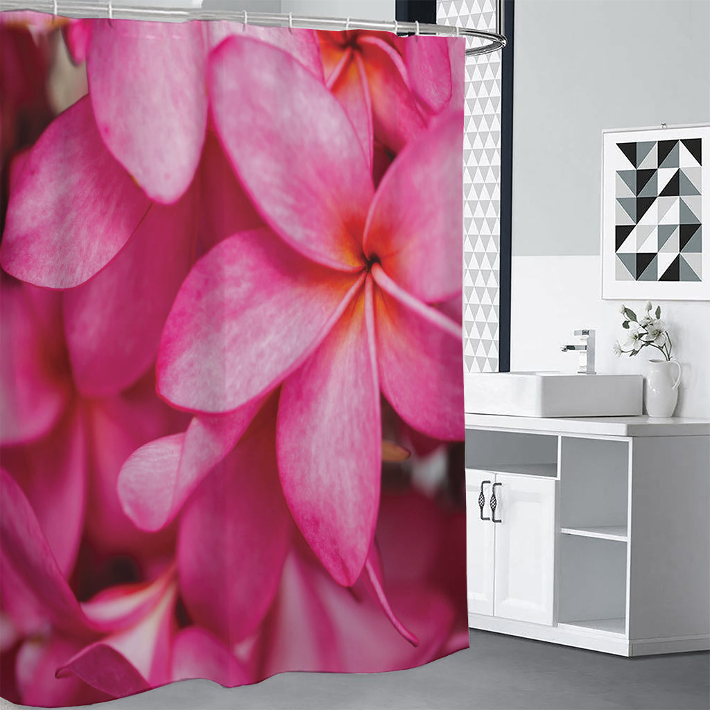 Pink Plumeria Flower Print Shower Curtain