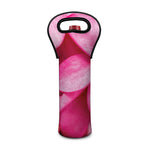Pink Plumeria Flower Print Single Neoprene Wine Tote