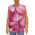Pink Plumeria Flower Print Sleeveless Baseball Jersey