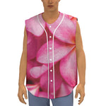 Pink Plumeria Flower Print Sleeveless Baseball Jersey