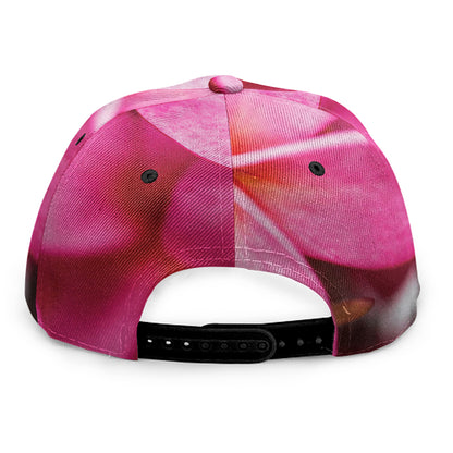 Pink Plumeria Flower Print Snapback Cap