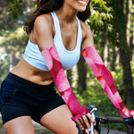 Pink Plumeria Flower Print Sun Protection Arm Sleeves