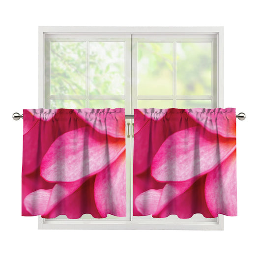 Pink Plumeria Flower Print Tier Curtains