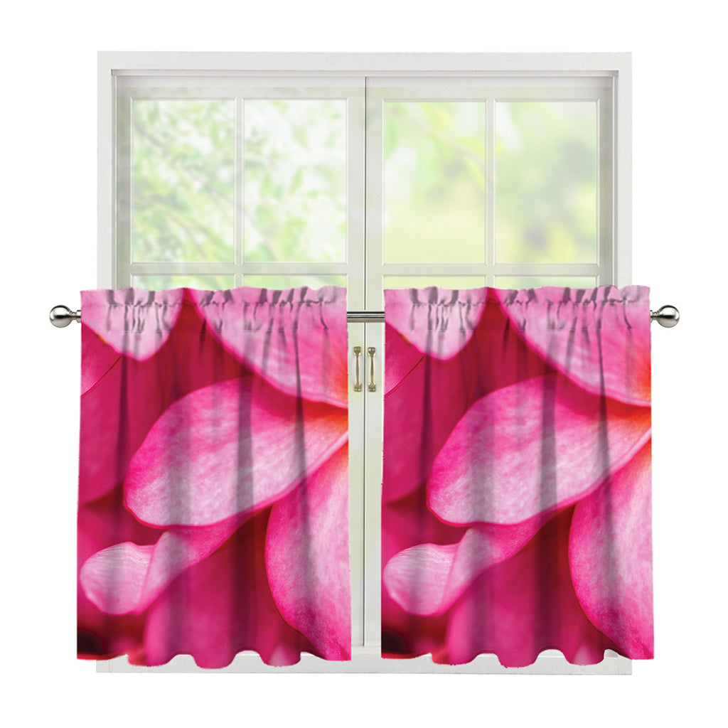 Pink Plumeria Flower Print Tier Curtains