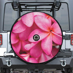 Pink Plumeria Flower Print Tire Cover With Camera Hole