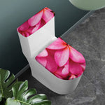 Pink Plumeria Flower Print Toilet Lid And Tank Cover Set