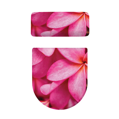 Pink Plumeria Flower Print Toilet Lid And Tank Cover Set