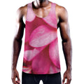 Pink Plumeria Flower Print Men's Workout Tank Top
