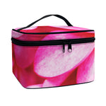 Pink Plumeria Flower Print Travel Makeup Bag