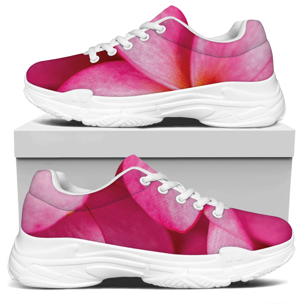 Pink Plumeria Flower Print White Chunky Shoes