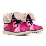 Pink Plumeria Flower Print Winter Boots