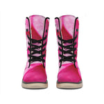 Pink Plumeria Flower Print Winter Boots