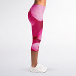 Pink Plumeria Flower Print Women's Capri Leggings