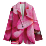 Pink Plumeria Flower Print Women's Cotton Blazer