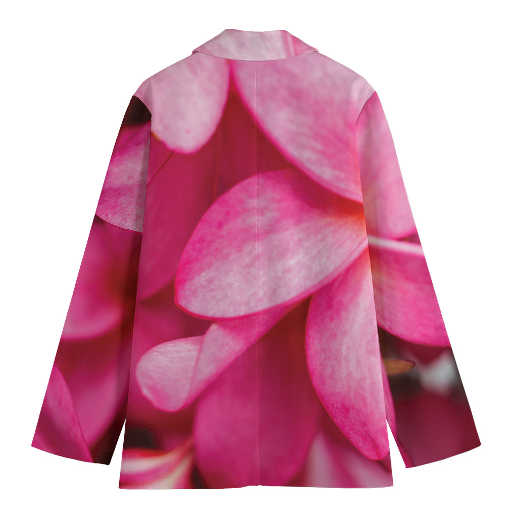 Pink Plumeria Flower Print Women's Cotton Blazer