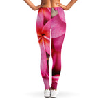Pink Plumeria Flower Print Women's Leggings