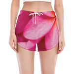 Pink Plumeria Flower Print Women's Split Running Shorts