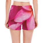 Pink Plumeria Flower Print Women's Split Running Shorts