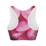 Pink Plumeria Flower Print Women's Sports Bra