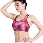 Pink Plumeria Flower Print Women's Sports Bra