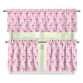Pink Polka Dot Flamingo Pattern Print 3 Piece Kitchen Curtains