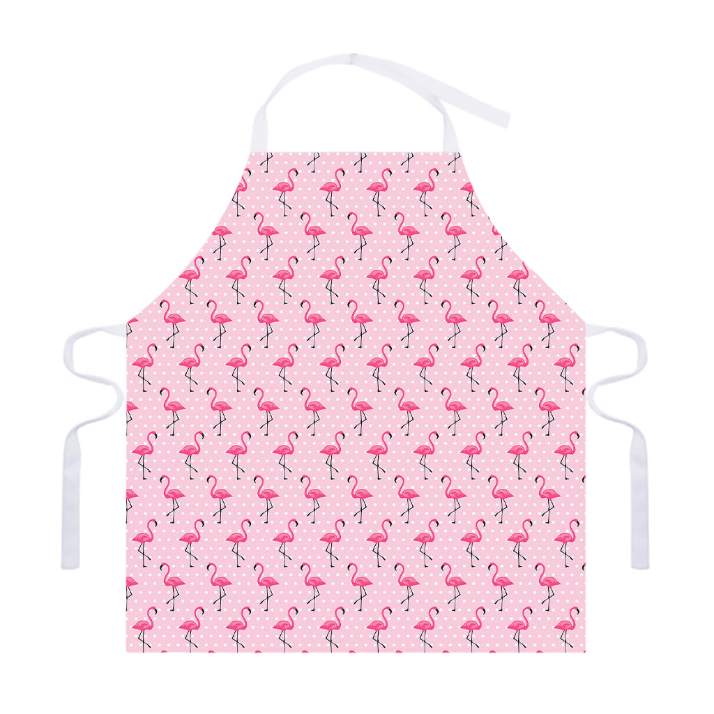 Pink Polka Dot Flamingo Pattern Print Adjustable Apron