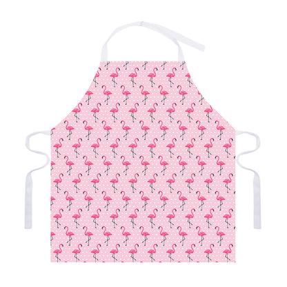 Pink Polka Dot Flamingo Pattern Print Adjustable Apron