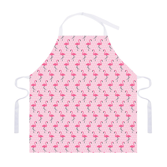 Pink Polka Dot Flamingo Pattern Print Adjustable Apron