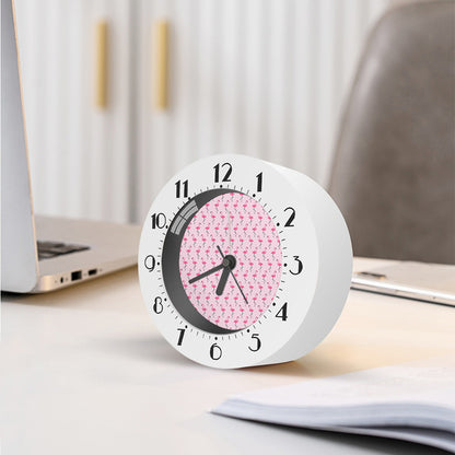 Pink Polka Dot Flamingo Pattern Print Alarm Clock