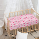 Pink Polka Dot Flamingo Pattern Print Baby Crib Sheet