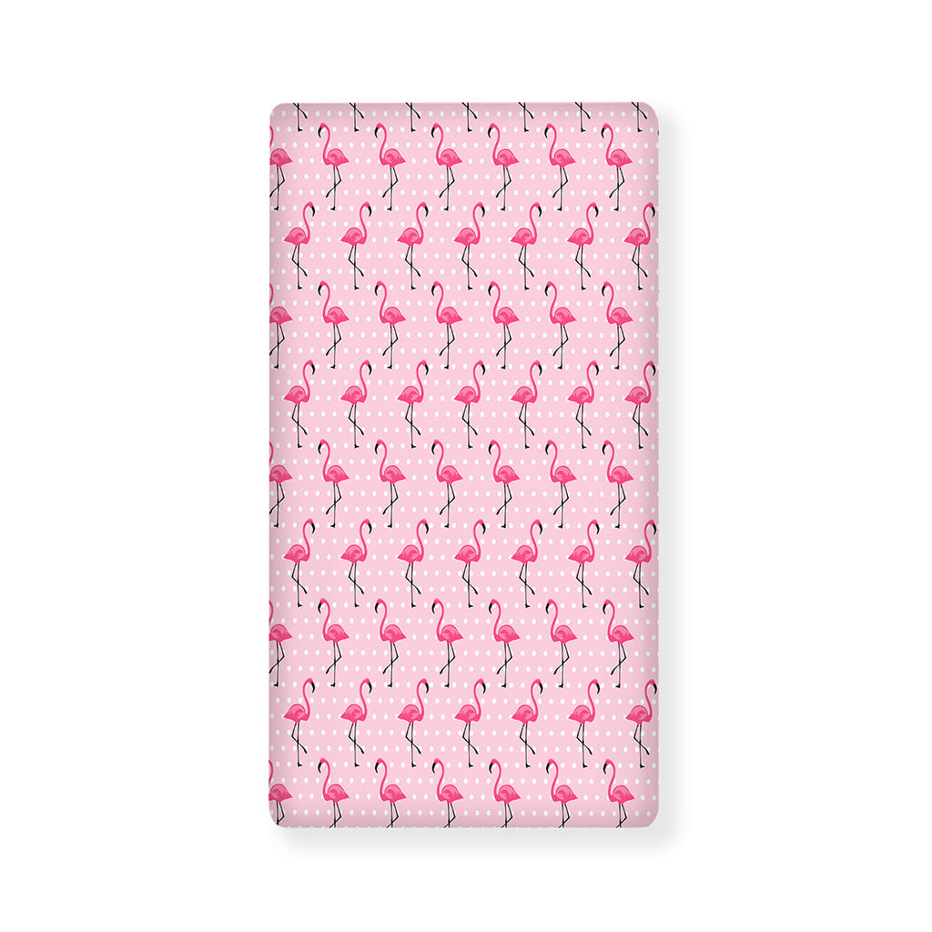 Pink Polka Dot Flamingo Pattern Print Baby Crib Sheet