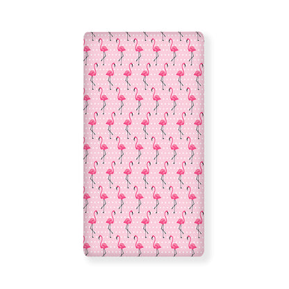 Pink Polka Dot Flamingo Pattern Print Baby Crib Sheet