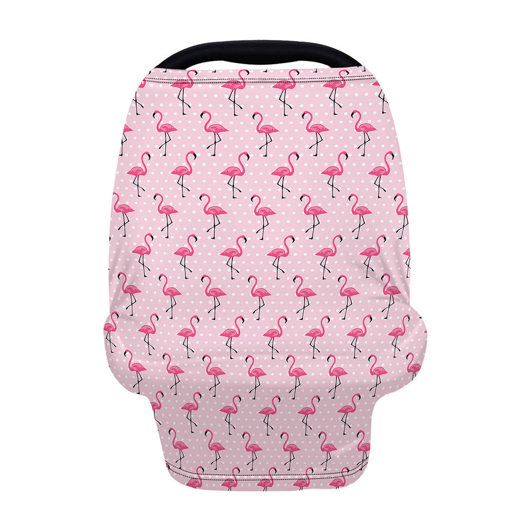 Pink Polka Dot Flamingo Pattern Print Baby Seat Cover