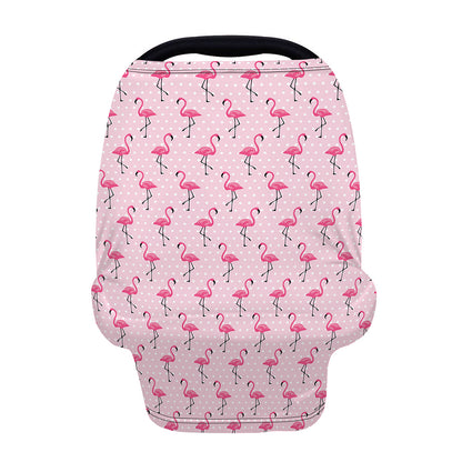 Pink Polka Dot Flamingo Pattern Print Baby Seat Cover