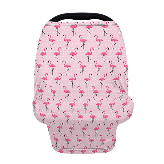 Pink Polka Dot Flamingo Pattern Print Baby Seat Cover