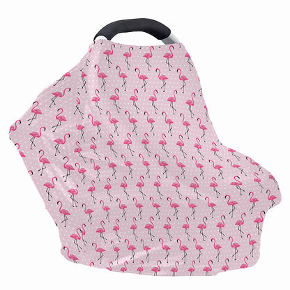 Pink Polka Dot Flamingo Pattern Print Baby Seat Cover