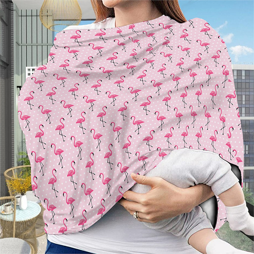 Pink Polka Dot Flamingo Pattern Print Baby Seat Cover