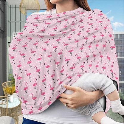 Pink Polka Dot Flamingo Pattern Print Baby Seat Cover