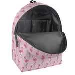 Pink Polka Dot Flamingo Pattern Print Backpack